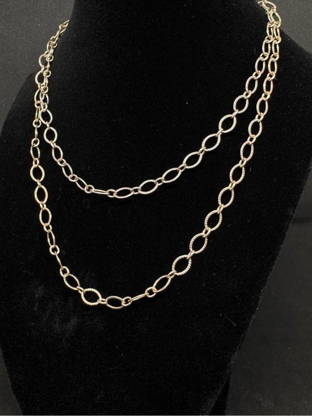 Gold-Tone Oval Link Layered Chain – 16” Total / 8” Layered Look